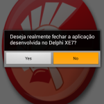 Exemplo MessageDlg Android com Delphi XE7